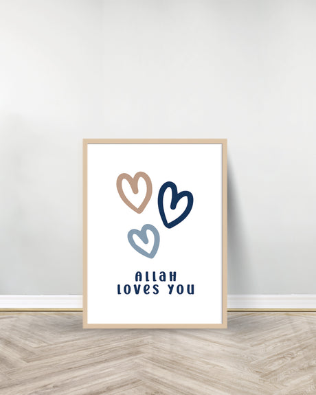 Ensemble de 2 Tableaux décoratifs Bleu - Bismillah | Allah Loves you - Bois