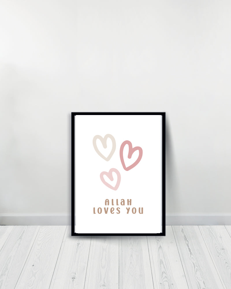 Conjunto de 2 Cuadros Decorativos de Rosas - Bismillah | Allah te ama - Negro