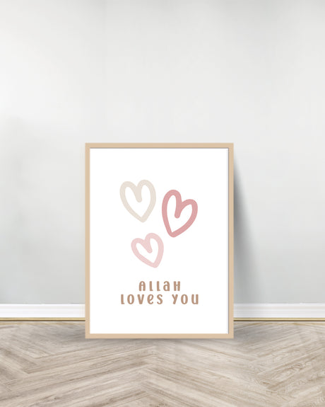 Set of 2 Pink decorative paintings- Bismillah | Allah Loves you - Wood