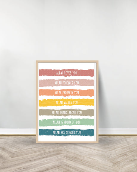 Set of 3 decorative paintings - Allah Affirmation | Allah With You | Salawat 5 - Wood
