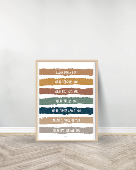 Set of 3 decorative paintings - Allah Affirmation | Douaa | Ayat Al Kursi - Wood