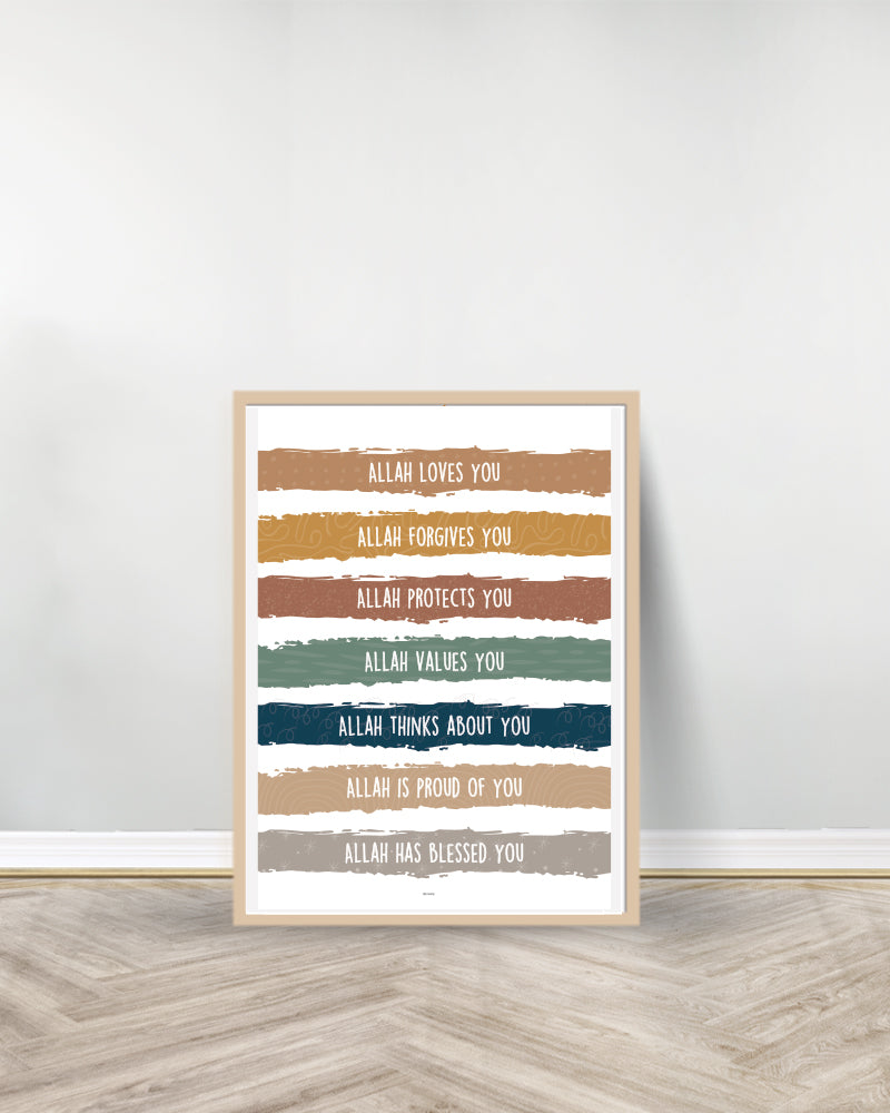 Ensemble de 3 Tableaux décoratifs - Allah Affirmation | Douaa | Ayat Al Kursi  - Bois