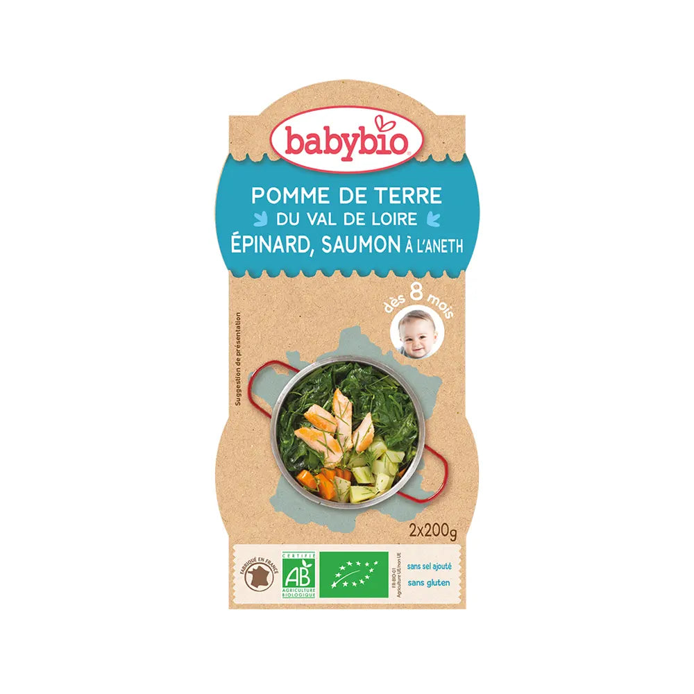 Babybio Pomme de Terre du Centre-Val de Loire Epinard Saumon à L'Aneth 2x200g