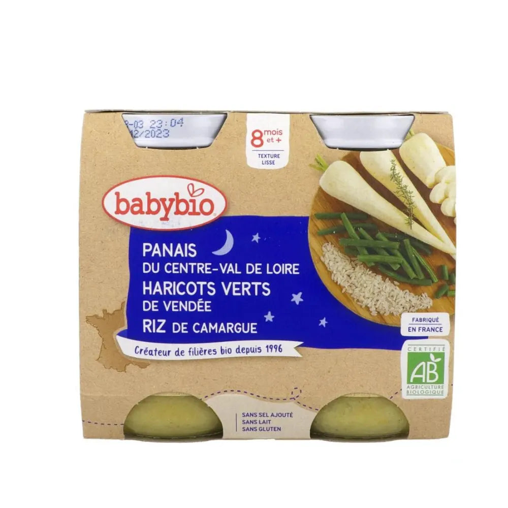 Babybio Pot bonne nuit panais, haricots verts, riz 2x200g