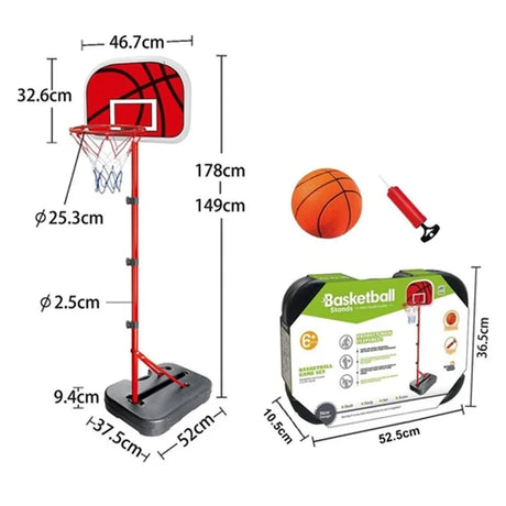 Adjustable Basketball Hoop with Ball & Pump - 6Y+
