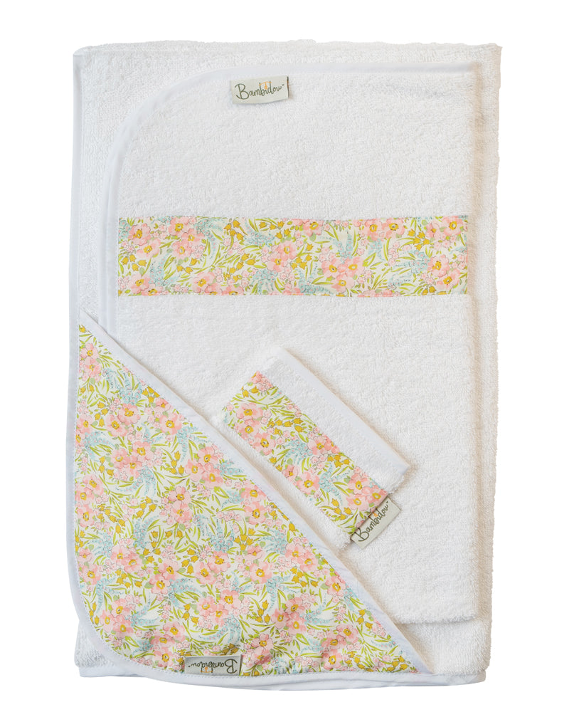 Bambidou Pack Maxi Cape de Bain 100 x 100 cm Lilibet - Rose Liberty