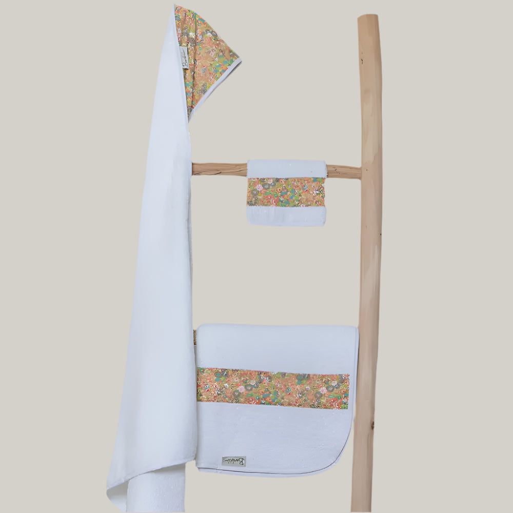 Bambidou Pack Maxi Capa de Baño 100 x 100 cm - Liberty Naranja Emma