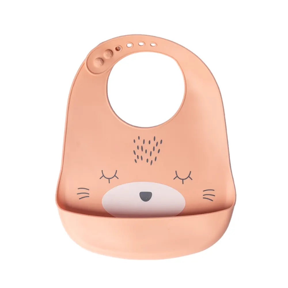 YUMMY Silicone Cat Bib with Pocket 9M+ - Rose Pastel