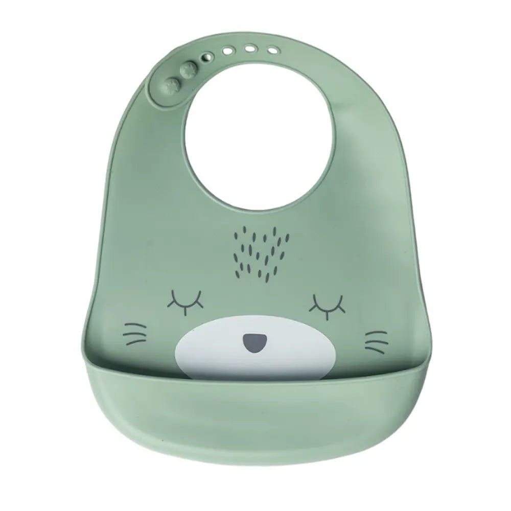 YUMMY Silicone Cat Bib with Pocket 9M+ - Pastel Green