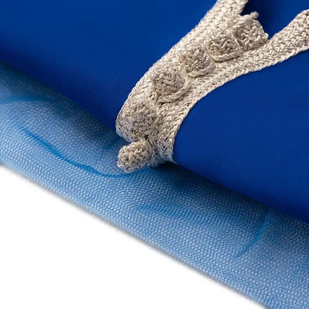 Kaftan Dress for Girl with Sleeves - Royal Azure Blue