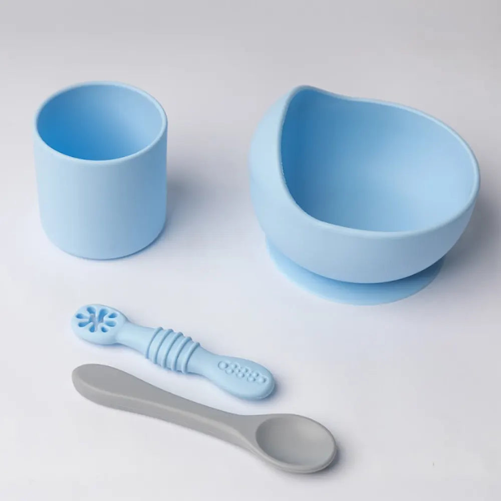 YUMMY Coffret Repas Silicone 4M+ - Bleu Ciel