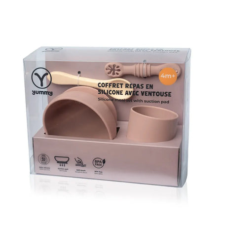 YUMMY Coffret Repas Silicone 4M+ - Rose Poudré