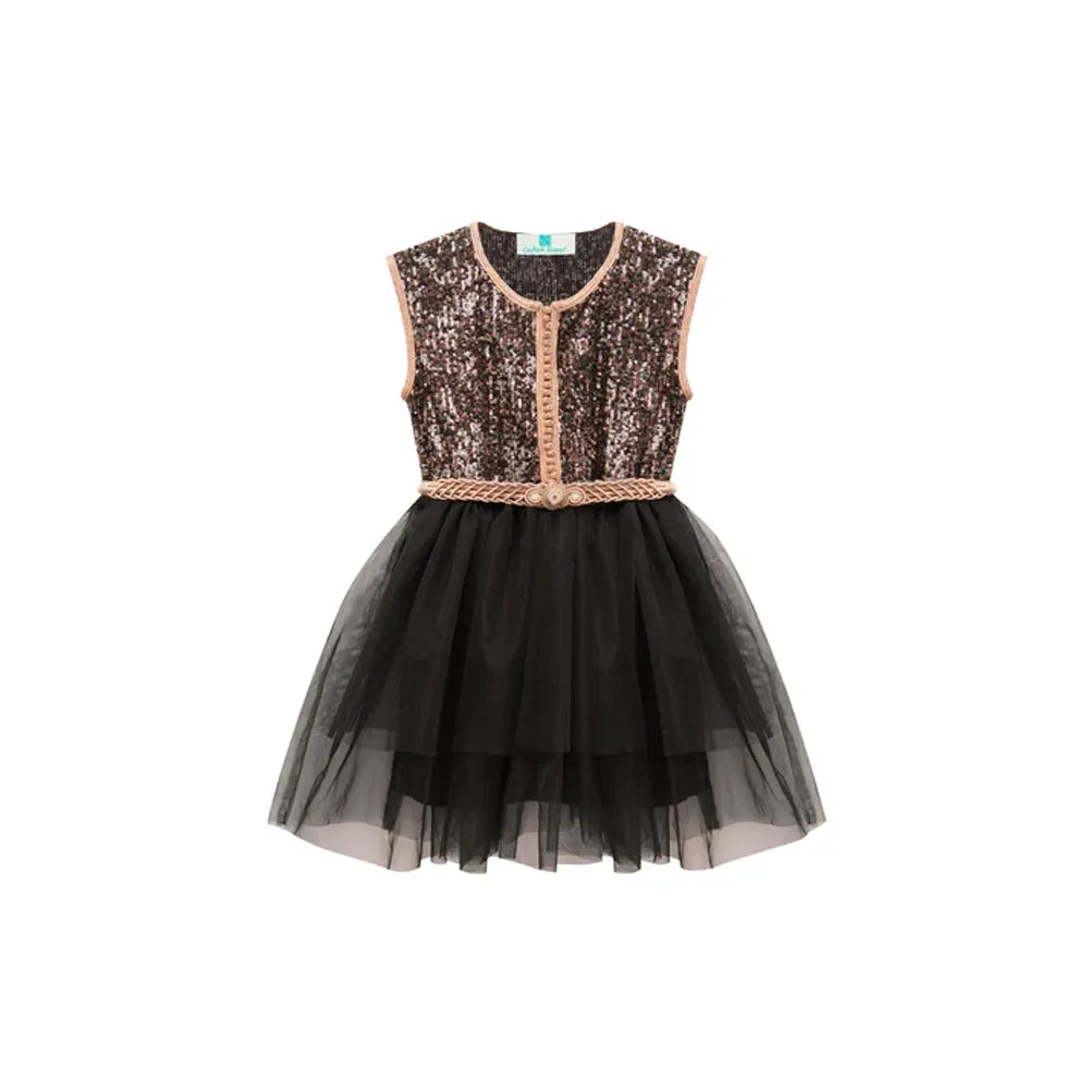 Sleeveless Caftan Dress for Girl - Bright Black