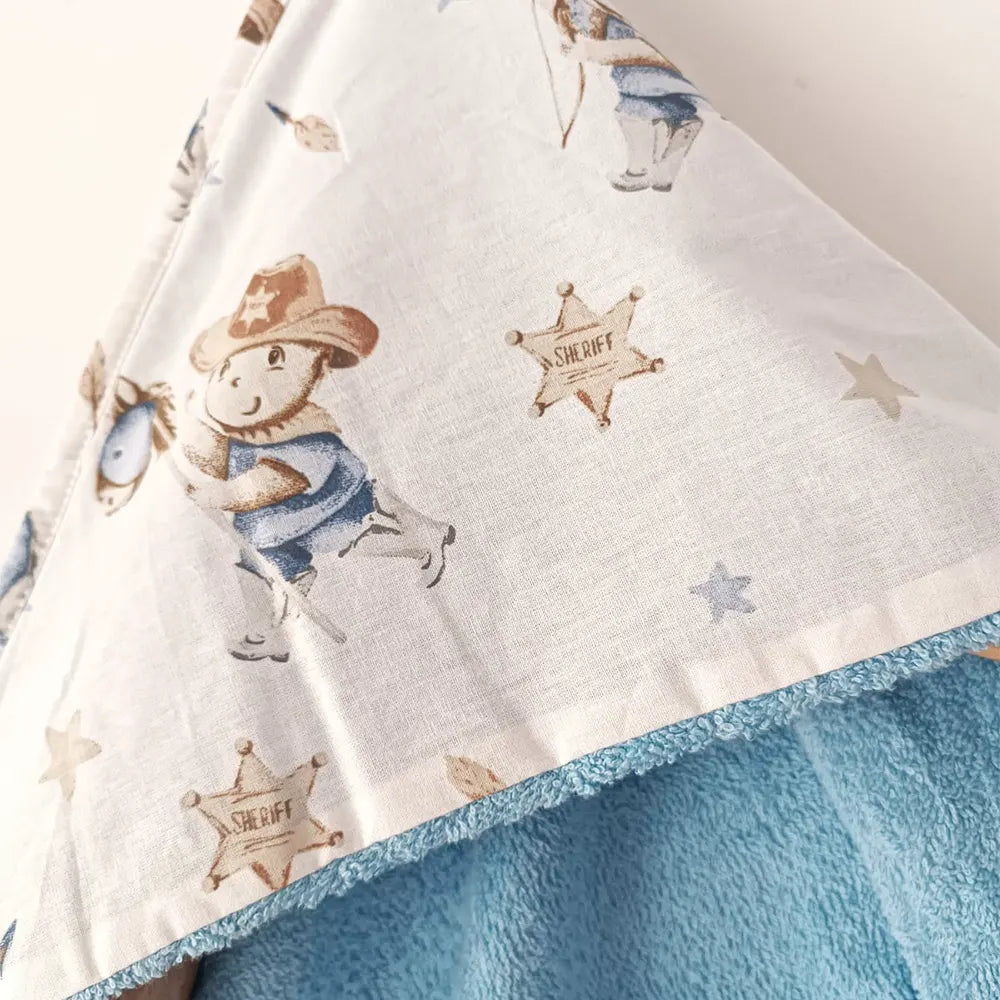 Baby Bulle Cape de Bain & Gant - Ours Bleu Ciel