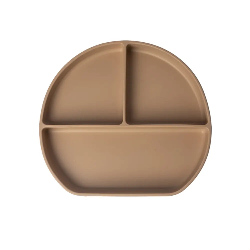 YUMMY Silicone Multi-Compartment Plate with Suction Cup 4M+ - Caramel