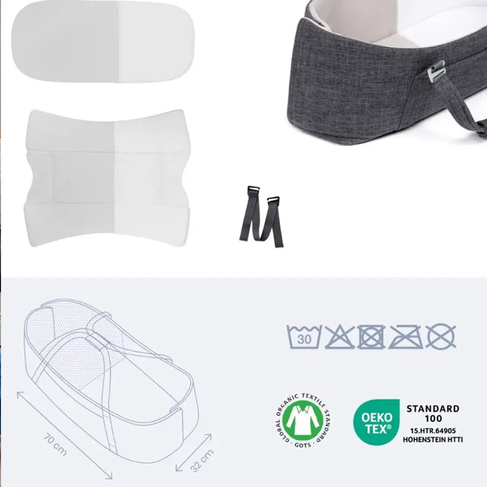 Doomoo Nest&Go Baby Bassinet - Grey