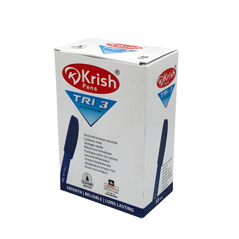 Krish Tri-3 Ballpoint Pens, 1.00 mm - Blue