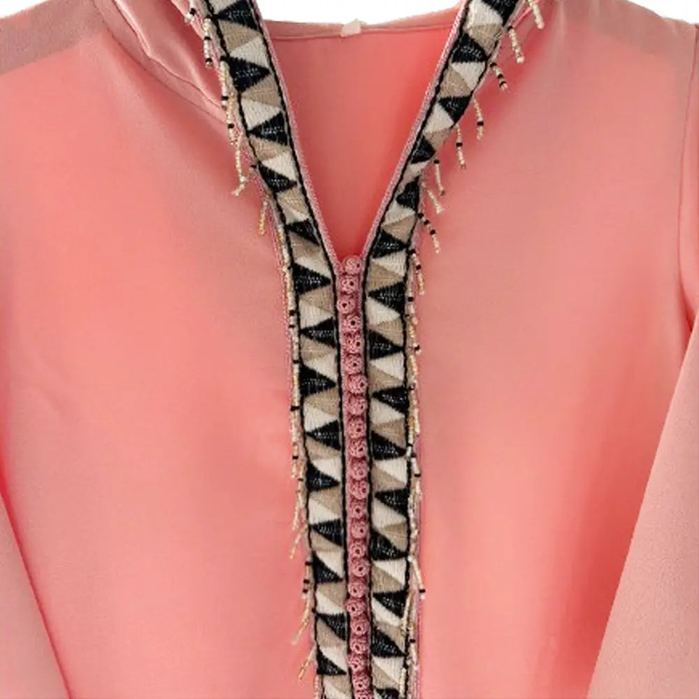 Handmade Pink Crepe Djellaba