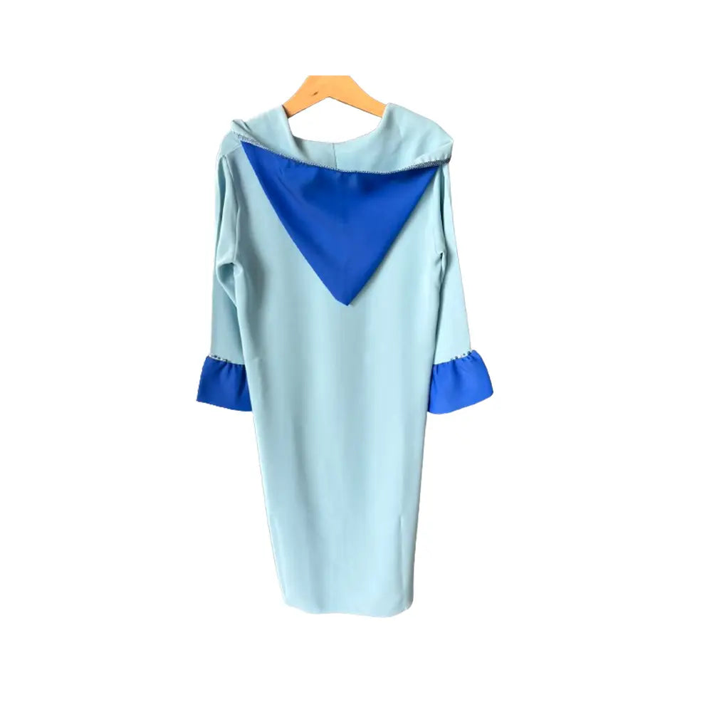 Double-Sided Crepe Djellaba with Blue Beads