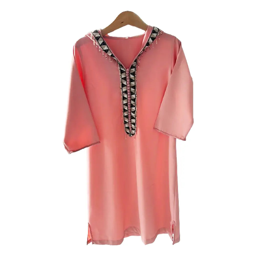Handmade Pink Crepe Djellaba