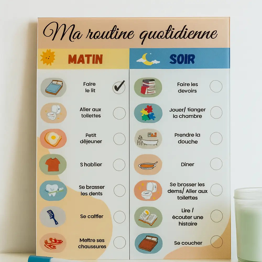 O Rayon Des Kids Tableau de Routine en Plexiglass