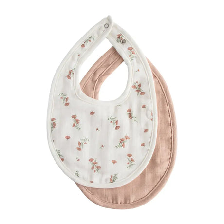 Mushie Lot de 2 Bavoir en Mousseline - Blush / Rose Floral