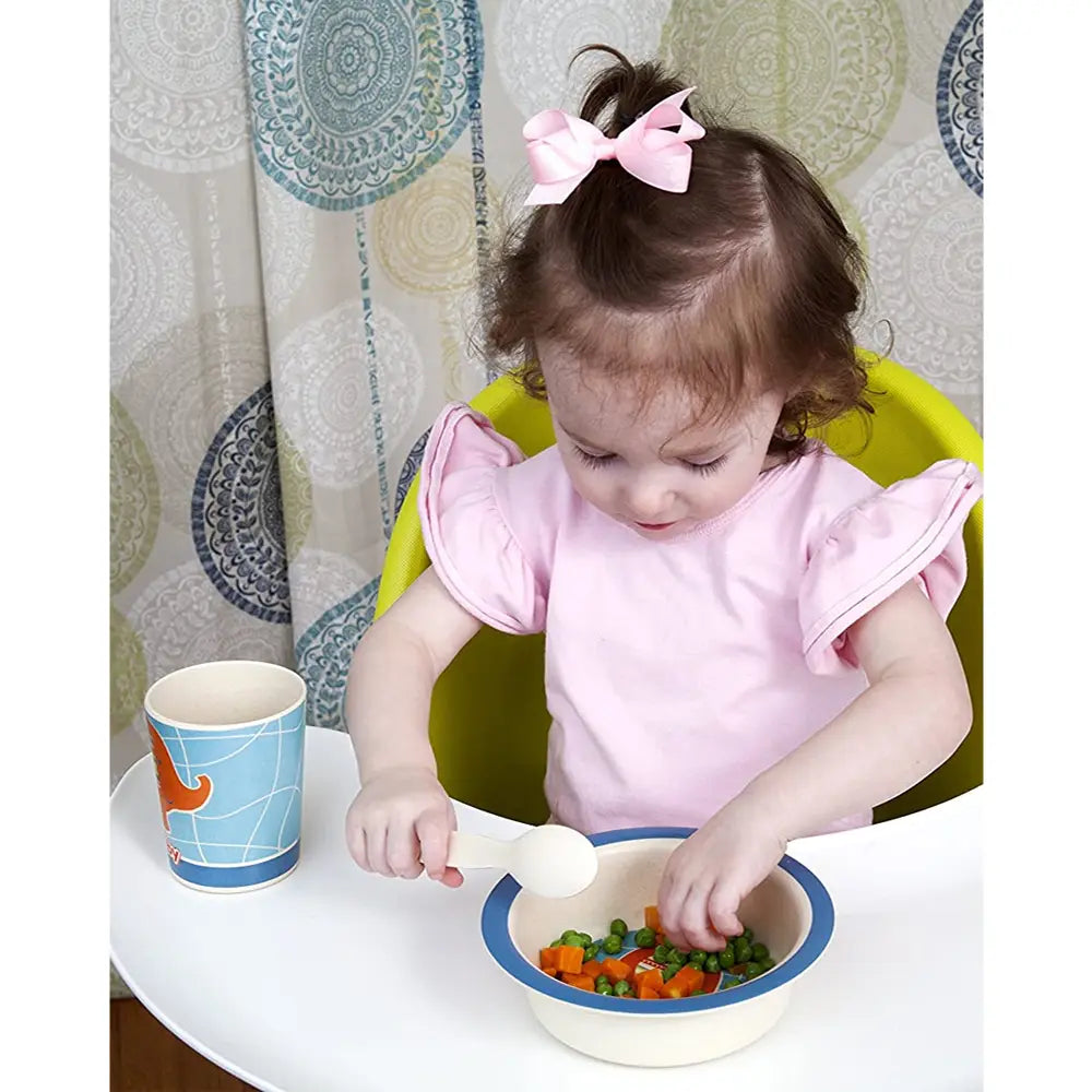 Nuby 2-Piece Bamboo Print Bowl - Green