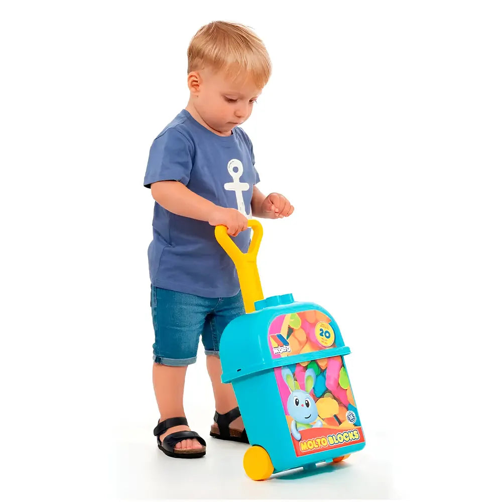 Molto Suitcase with 20 Blocks 12M+ - Blue