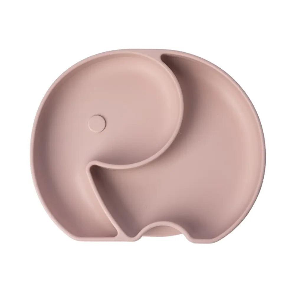 YUMMY Silicone Elephant Plate with Suction Cup 4M+ - Powder Pink
