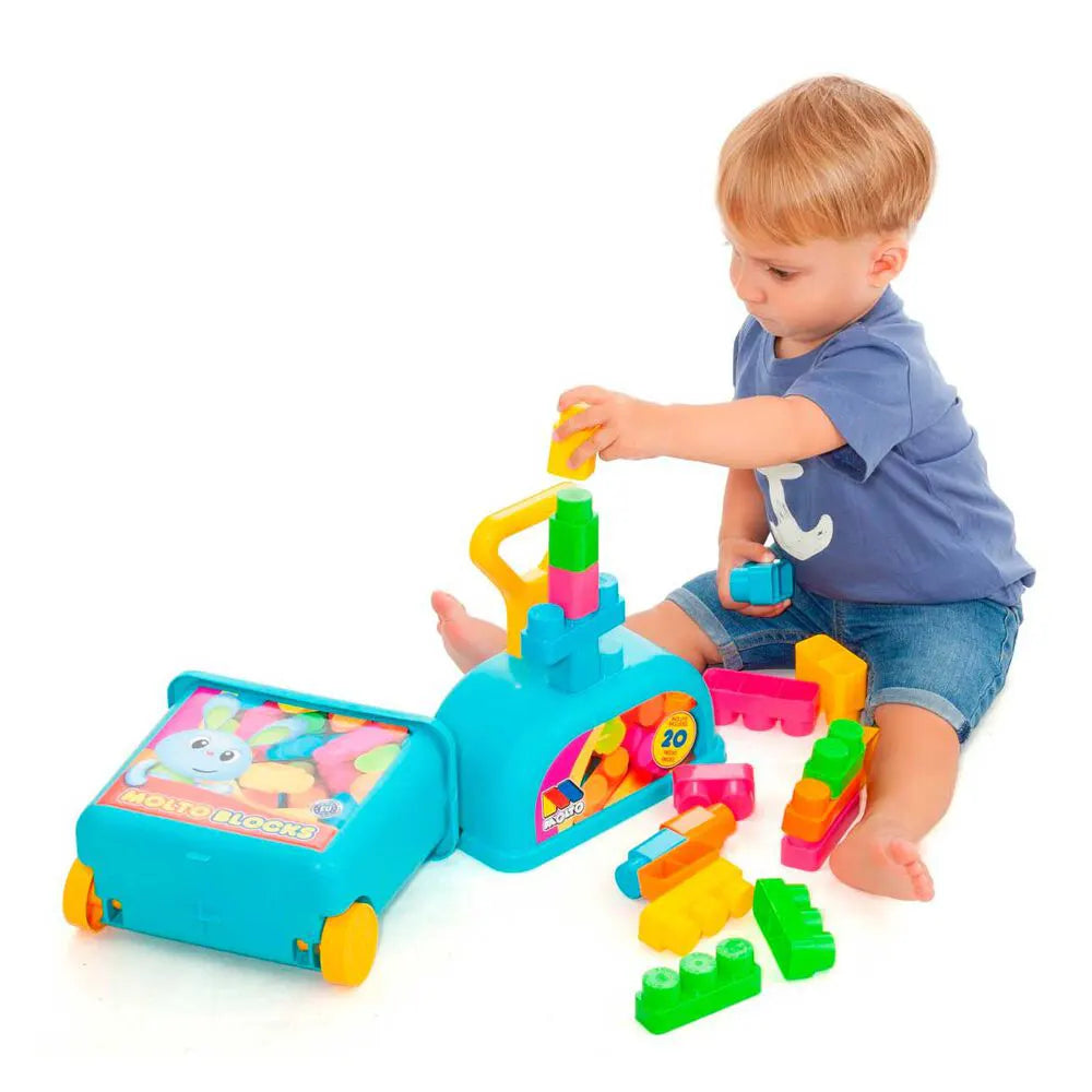 Molto Suitcase with 20 Blocks 12M+ - Blue