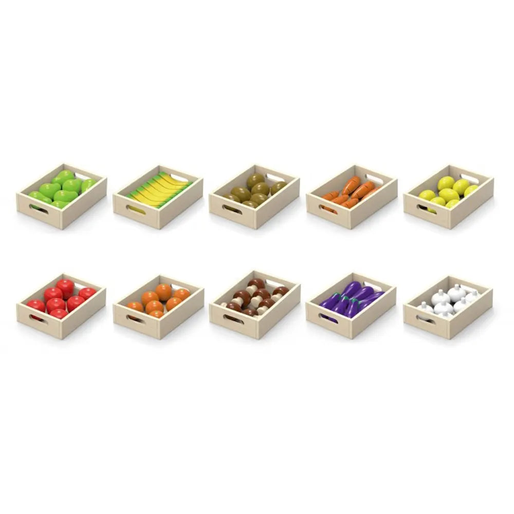 Viga Toys Set de 10 Cajas de Madera para Frutas y Verduras 3A+