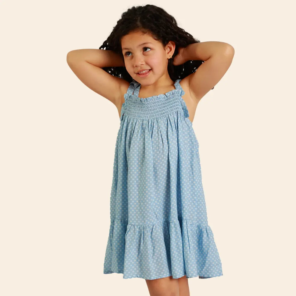 Robe Ania à Bretelles Nouées - Bleu Ciel
