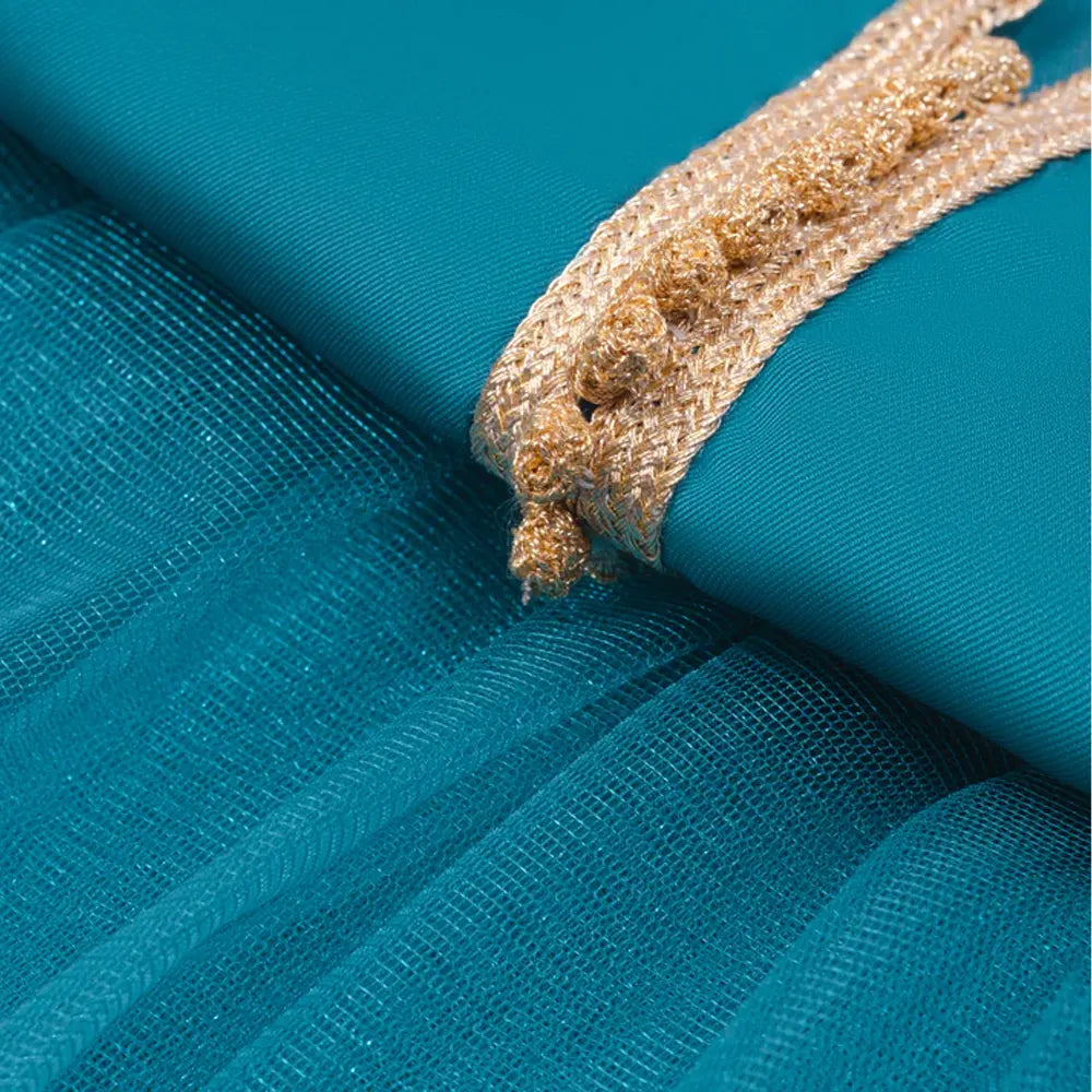Kaftan Dress for Girl with Sleeves - Deep Aqua