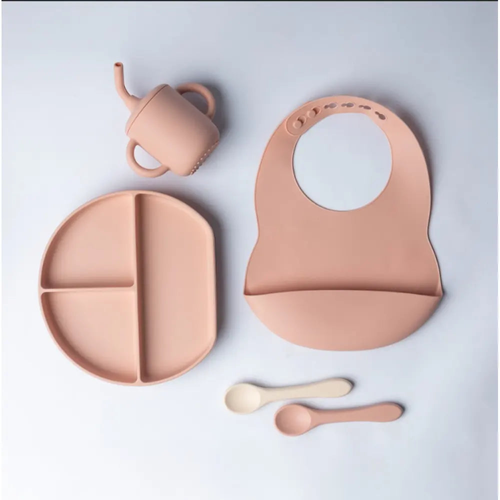 YUMMY Silicone Bib with Pocket 9M+ - Blush Pink