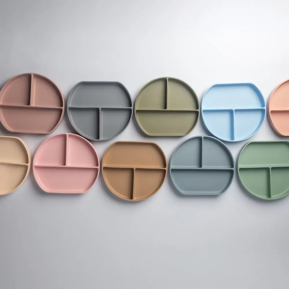 YUMMY Silicone Multi-Compartment Plate with Suction Cup 4M+ - Pastel Blue