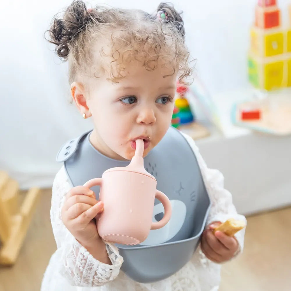 YUMMY Silicone Cat Bib with Pocket 9M+ - Rose Pastel