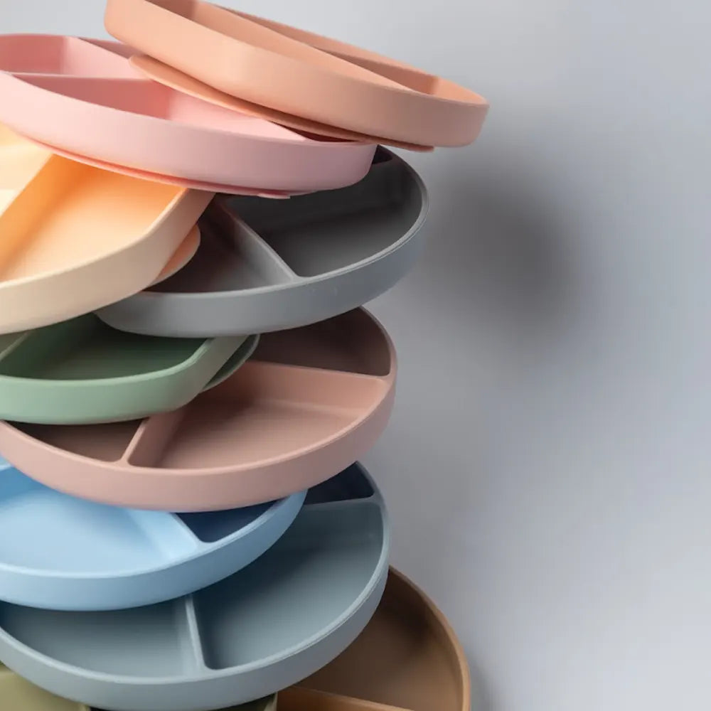 YUMMY Silicone Multi-Compartment Plate with Suction Cup 4M+ - Pastel Pink