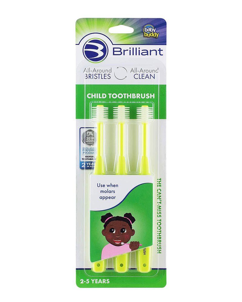 Pack 3 Brosses à dents Brilliant - Jaune 2-5ans