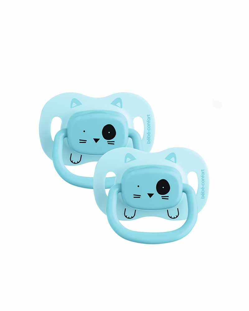 Set of 2 Bébé Confort Reversible Pacifiers - Blue Cat