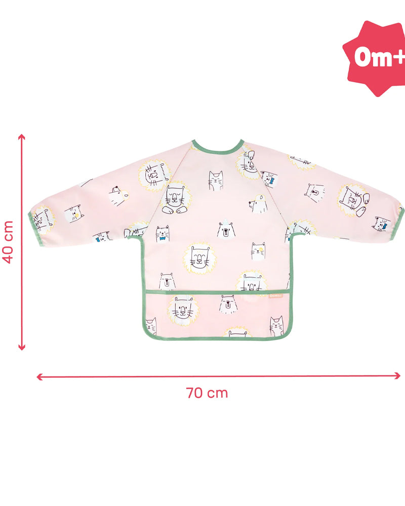 Badabulle Bavoir manches longues animaux - Rose