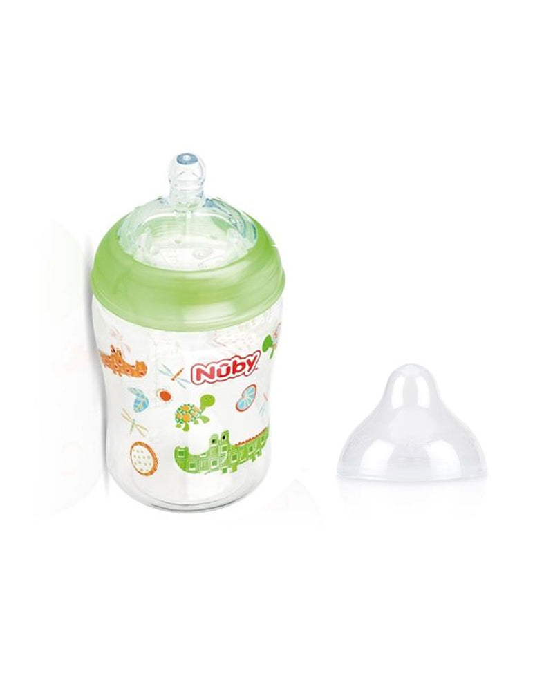 Biberon Nûby en polycarbonate col large 0m+ 270ml - Vert