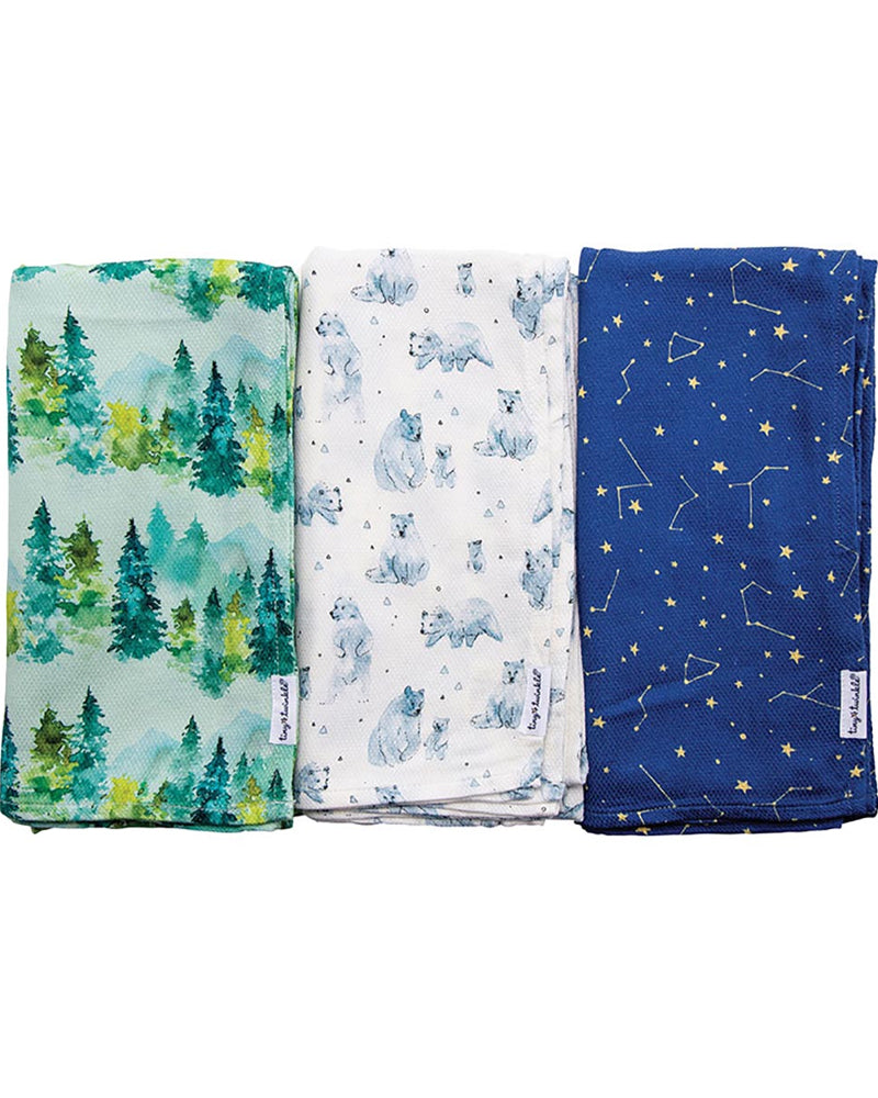 Tiny Twinkle Set of 3 Kaffle Swaddle Blankets - Forest