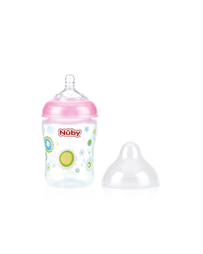 Biberon Nûby en polycarbonate col large 0m+ 180ml - Rose