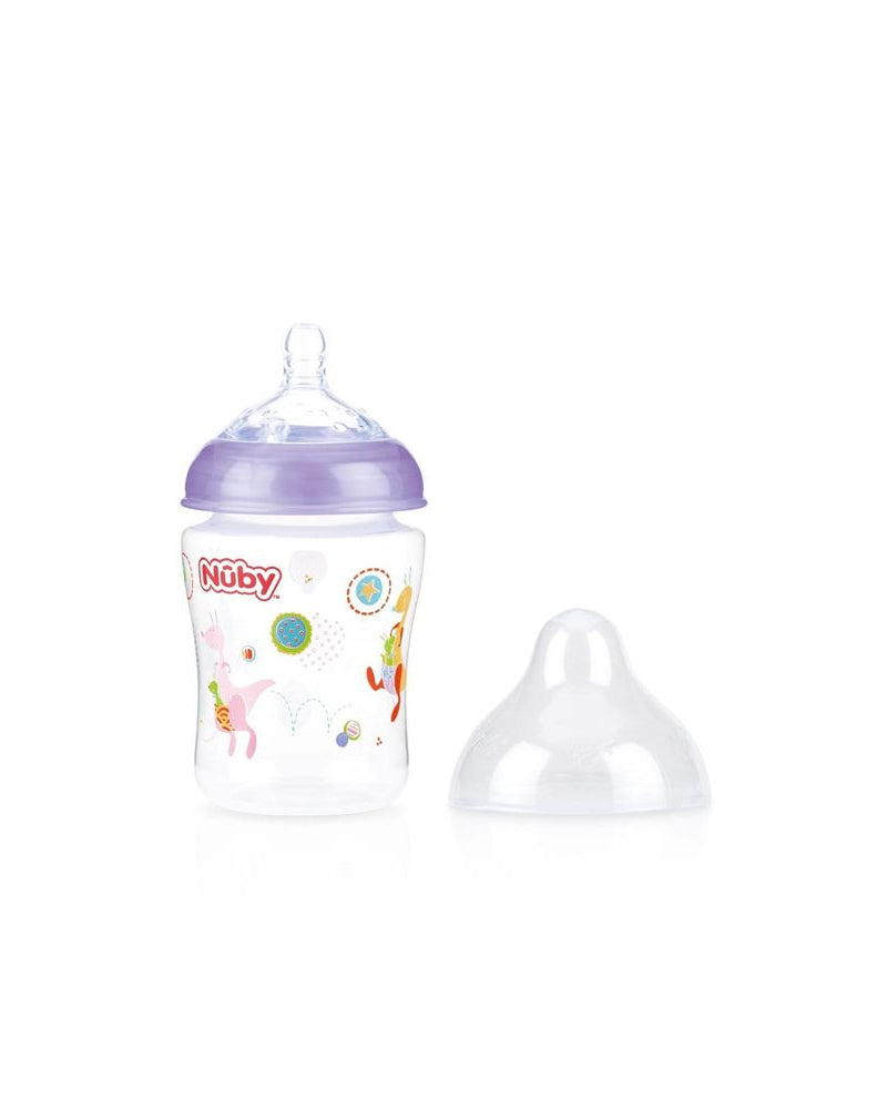 Biberon Nûby en polycarbonate col large 0m+ 180ml - Mauve