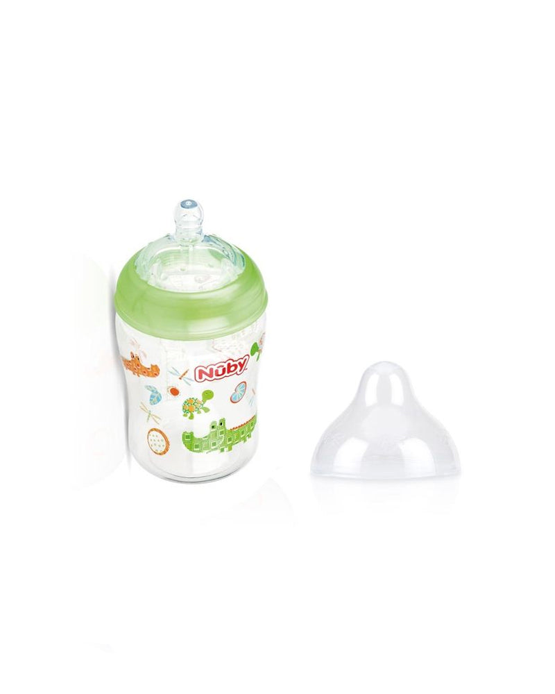 Biberon Nûby en polycarbonate col large 0m+ 180ml - Vert