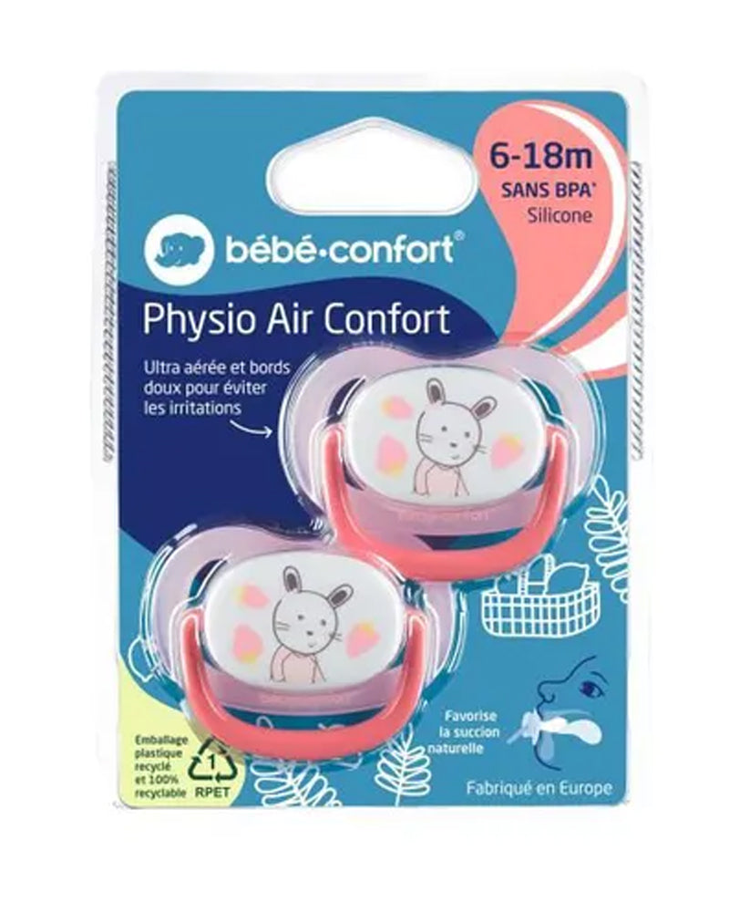 Lot de 2 Sucettes Bébé Confort Physio Air 6-18m - Rose