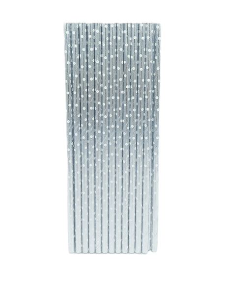Pailles de papier jetable - Gris & Blanc