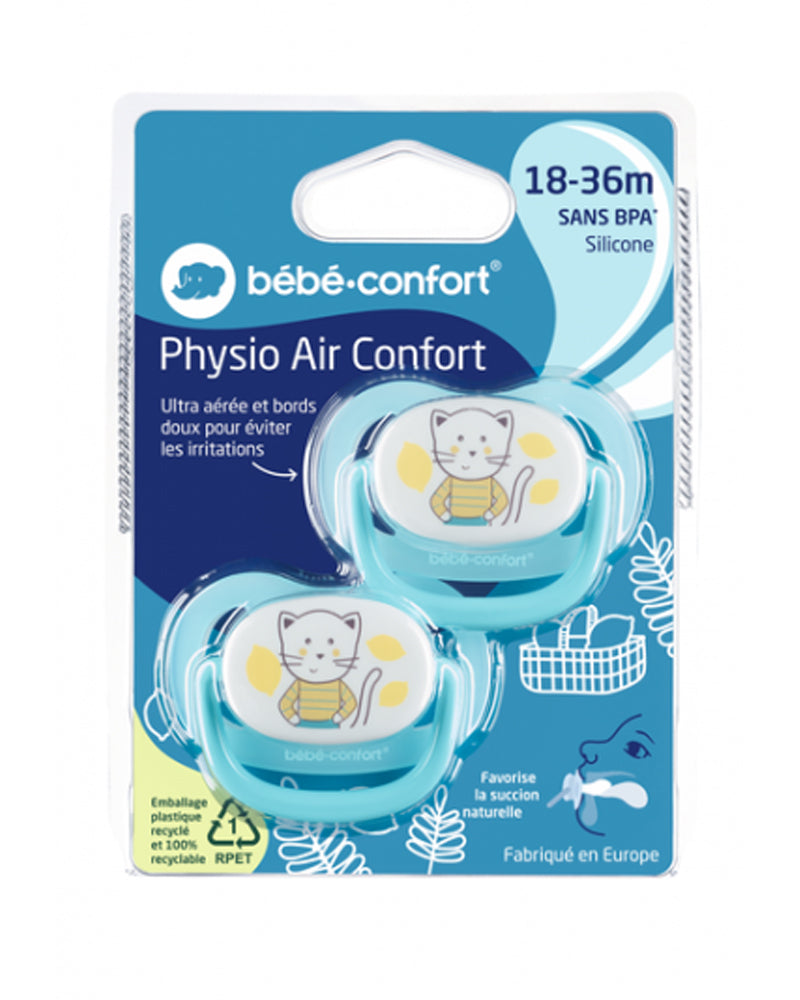 Lot de 2 Sucettes Bébé Confort Physio Air - Bleu