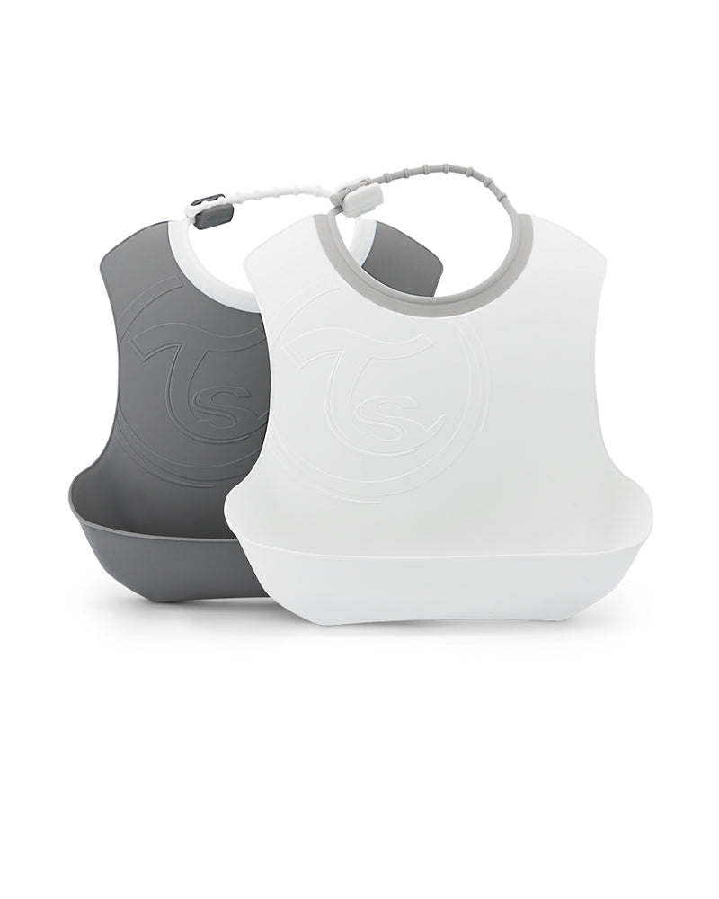 Lot de 2 Bavoirs Twistshake 4M+ - Gris & Blanc