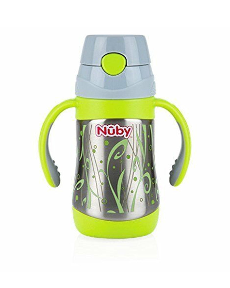 Nuby Thermos Imprimé Geo à Paille Avec Anses 280ml 12m+